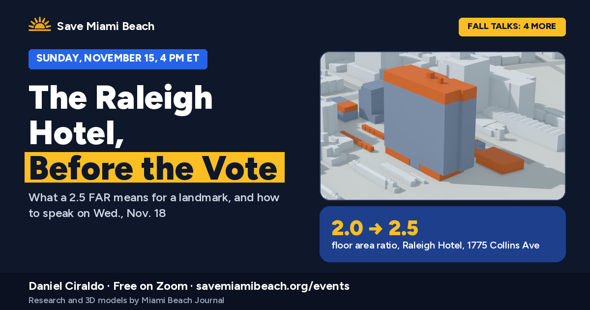 Fall Talks: The Raleigh Hotel, Before the Vote. Sunday, November 15, 2026 at 4:00 PM EST.